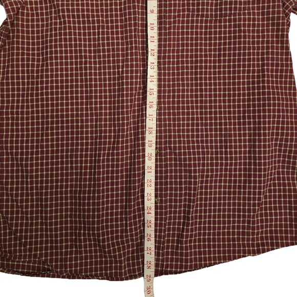 VGUC - Eddie Bauer Men's Burgundy Checkered Shirt XLT - Picture 4 of 6